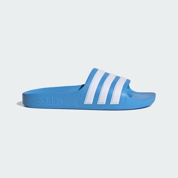 Adidas slippers blue and white clearance