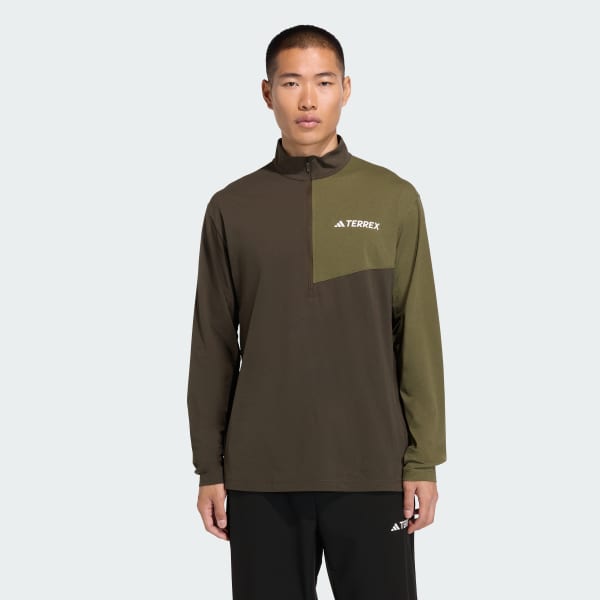Green Terrex Multi Climacool 1/2 Zip Long Sleeve Tee