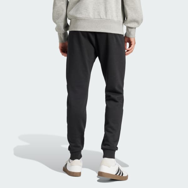 Black Essentials Big Logo Cuffed Fleece Pants