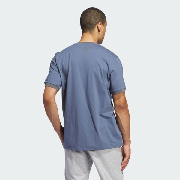 Azul Camiseta Estampada Ringer Basketball