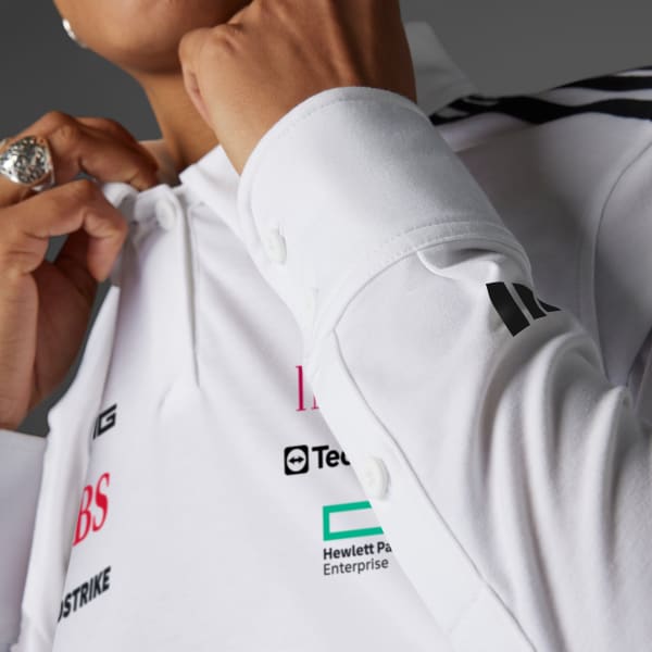 Vit MERCEDES - AMG PETRONAS FORMULA ONE TEAM POLO LONG SLEEVE PIKÉTRÖJA