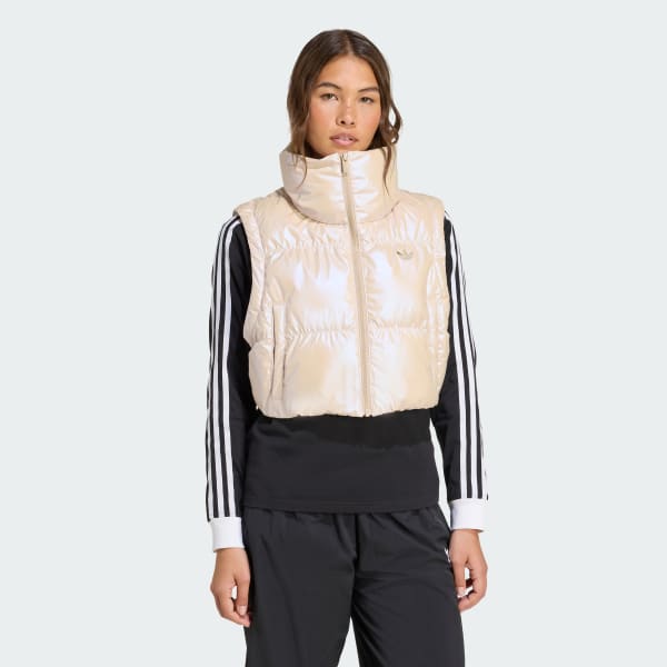 Beige Chaqueta Acolchada Essentials 2 en 1 Brillante Corta