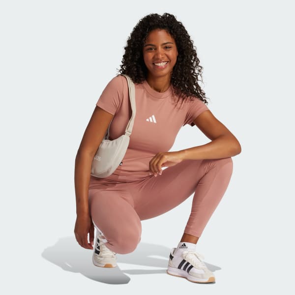 Hong Áo Baby Tee Dáng Ôm 3 Sọc Essentials