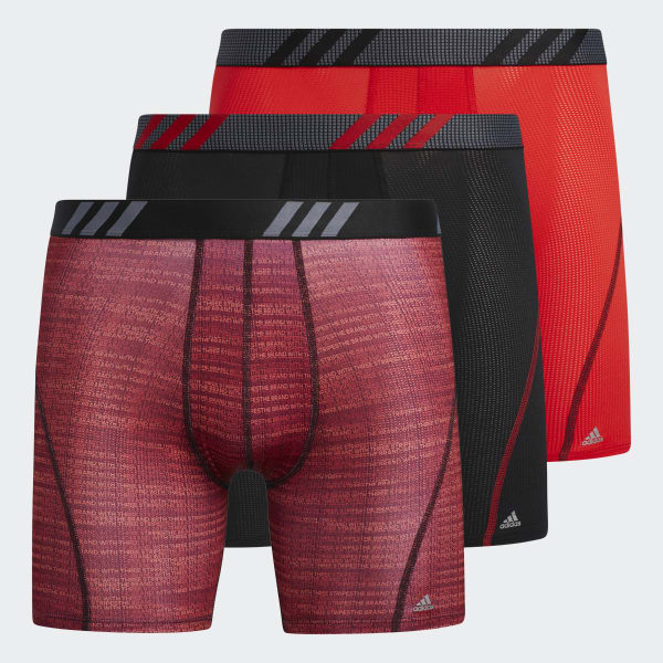 adidas Performance Mesh Graphic Boxer Briefs 3 Pairs - Red, Men's Training