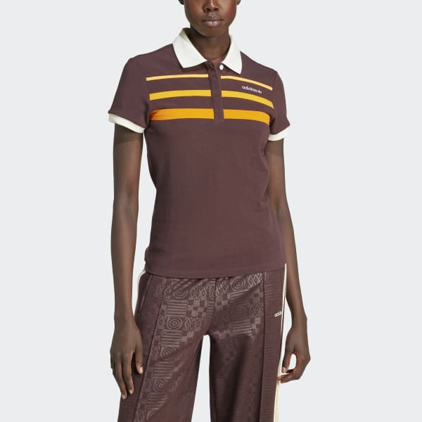 リブ編み ジャージー ポロシャツ アディダス 80s スリムポロシャツ - ブラウン | アディダス ジャパン