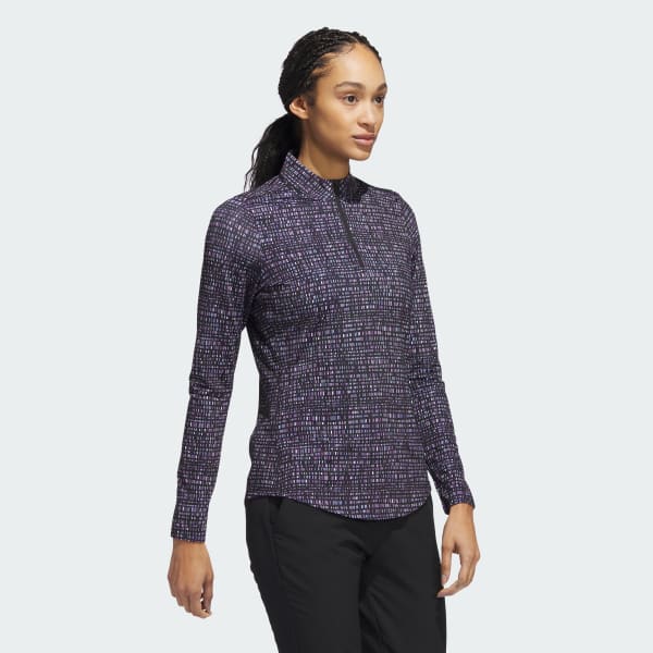 Black Ultimate365 Printed Quarter Zip Mock