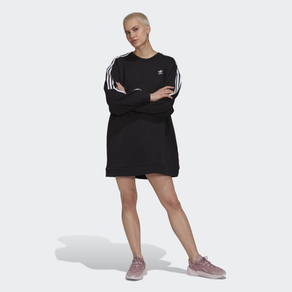 Svart Adicolor Classics Long Sleeve Sweatshirt Dress UW934