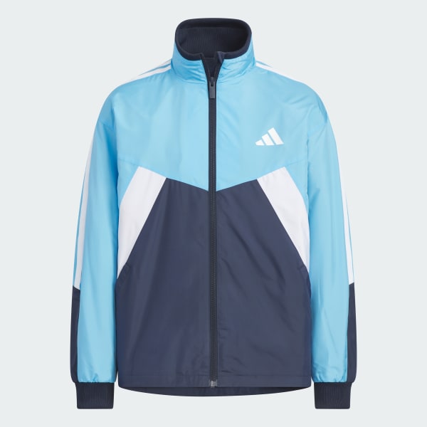 ブルー マストハブ ルーズフィット カラーブロック 起毛トリコットウーブン トラックトップ キッズ