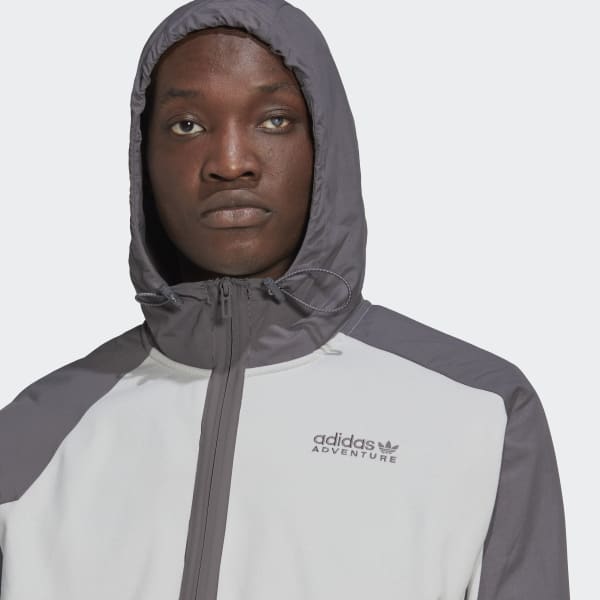 Grau adidas Adventure Winter Fabric Mix Kapuzenjacke QA044