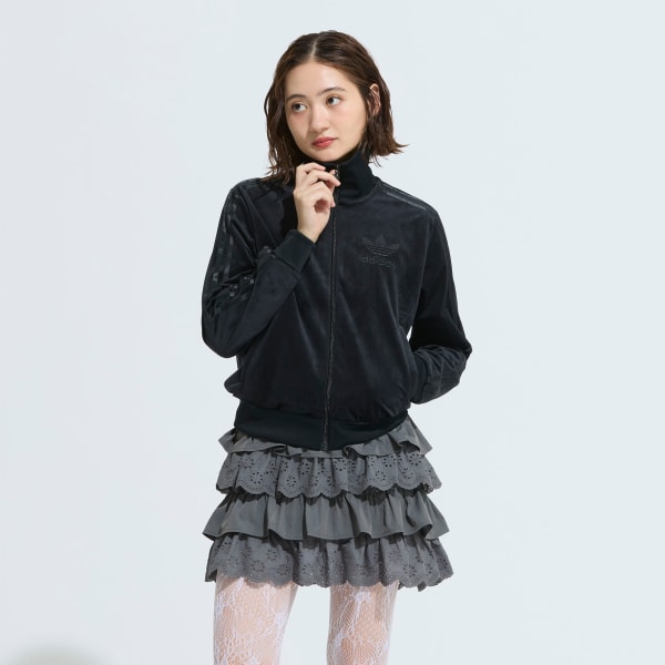 アディダス アディカラー ベロア トラックトップ - ブラック