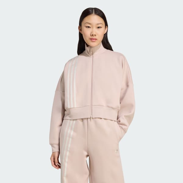 Marron Veste zippée 3 bandes décalées