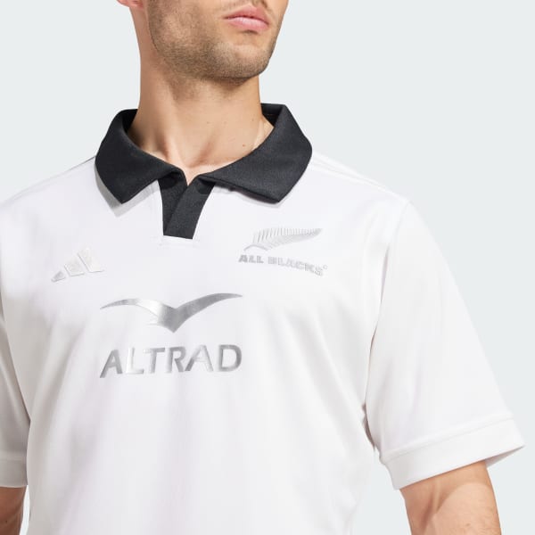 White All Blacks Rugby Short Sleeve Jersey