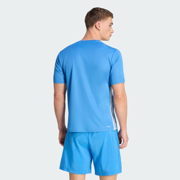 Bleu T-SHIRT D’ENTRAÎNEMENT 3 BANDES ESSENTIALS BASE