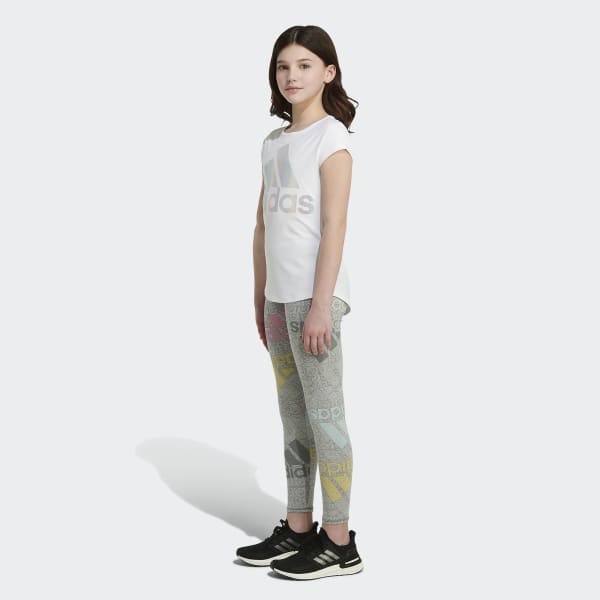 👖 adidas Brand Love Allover Print Tights - Grey | Kids' Training | adidas  US 👖