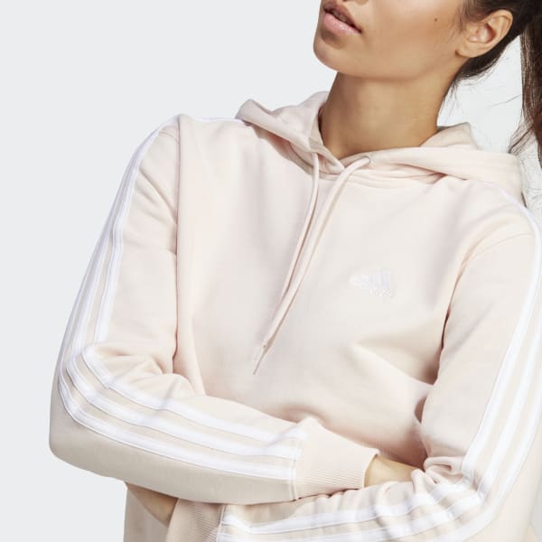 adidas US adidas 3-Stripes Crop Pink | - Terry Lifestyle Women\'s | Hoodie Essentials French