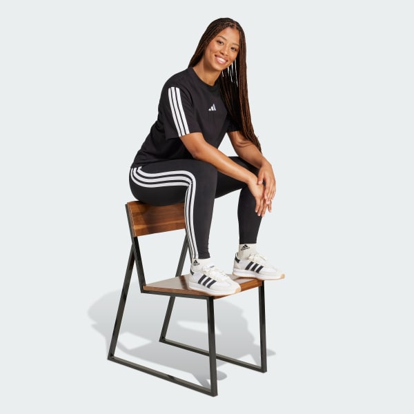 Black Essentials 3-Stripes Boyfriend Tee