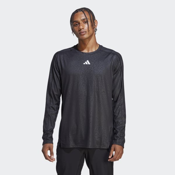 Schwarz Workout PU Print Longsleeve