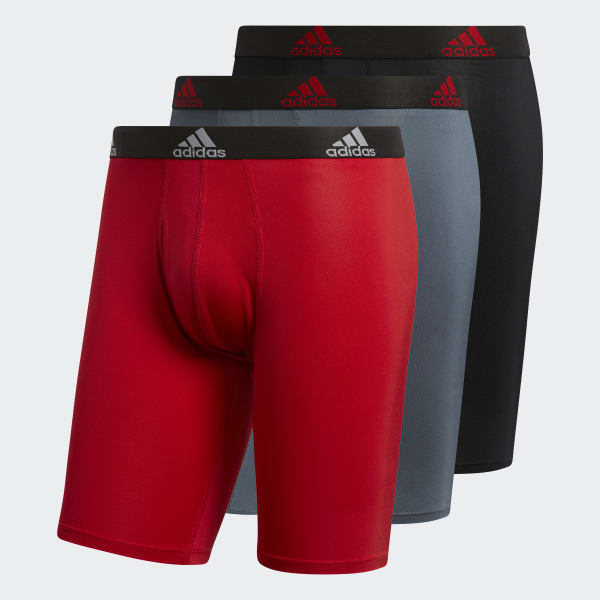 adidas Performance Long Boxer Briefs 3 Pairs - Red | Men's Training ...