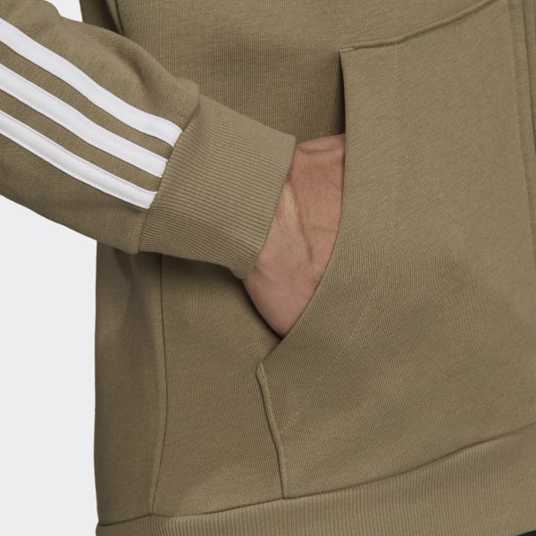Green Essentials Fleece 3-Stripes Full-Zip Hoodie 31315