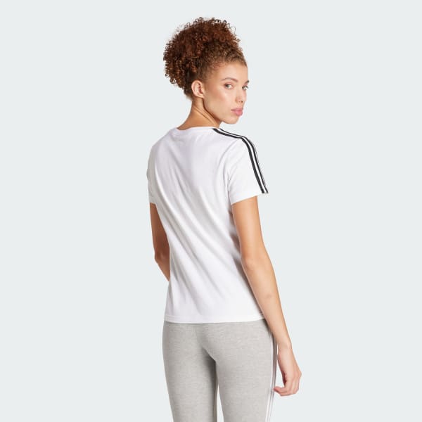 White Essentials Slim 3-Stripes T-Shirt