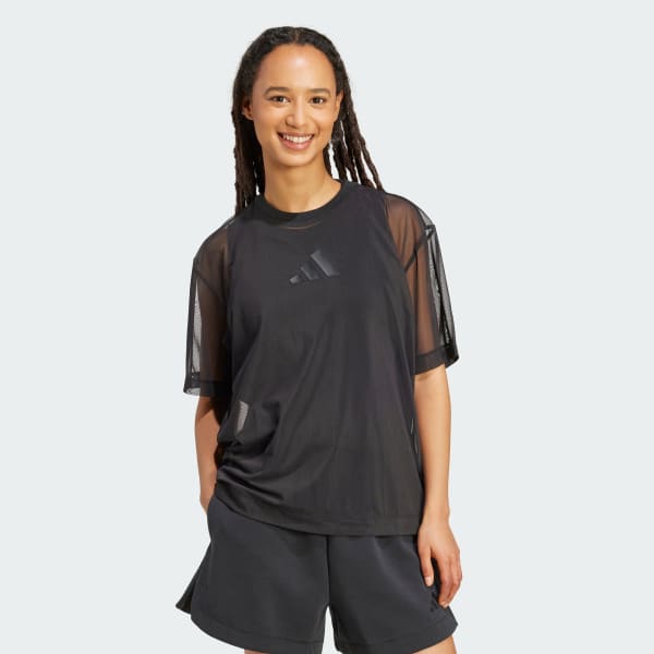 人気TOP - Tee Mesh Lux Soft adidas Black with Shipping Free | トップス