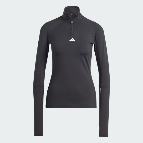 Svart Techfit COLD.RDY 1/4 Zip Long Sleeve Treningsoverdel