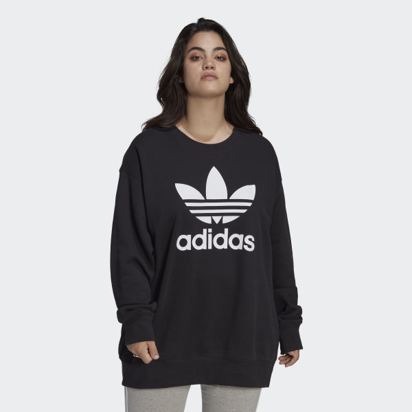Crew | (Plus - US Women\'s adidas Size) Lifestyle | adidas Black Trefoil Sweatshirt