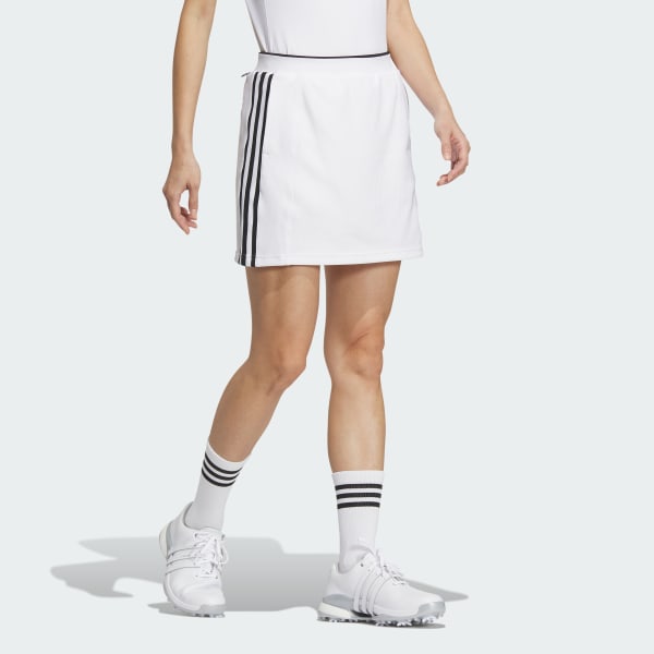 アディダスゴルフ　L キルトタートル　グレー　裏起毛　スカート 白新品　新品 アディダス 【ゴルフ】3ストライプス ドライスカート - ホワイト