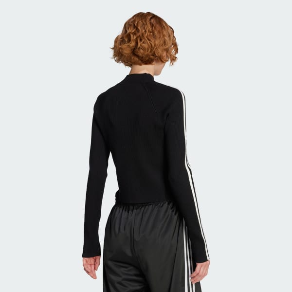 Noir Veste de survêtement maille slim 3 bandes Adicolor