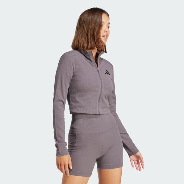 Grigio Maglia All SZN Ribbed Crop Long Sleeve