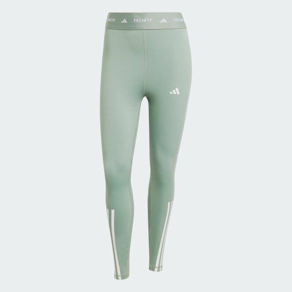 Green TECHFIT 3-Stripes 7/8 Leggings