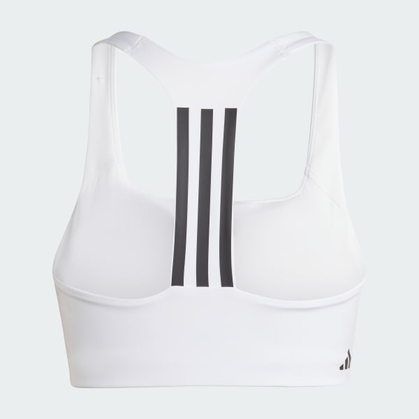 adidas Powerimpact Training Medium-Support 3-Stripes Bra - White, Women's  Training