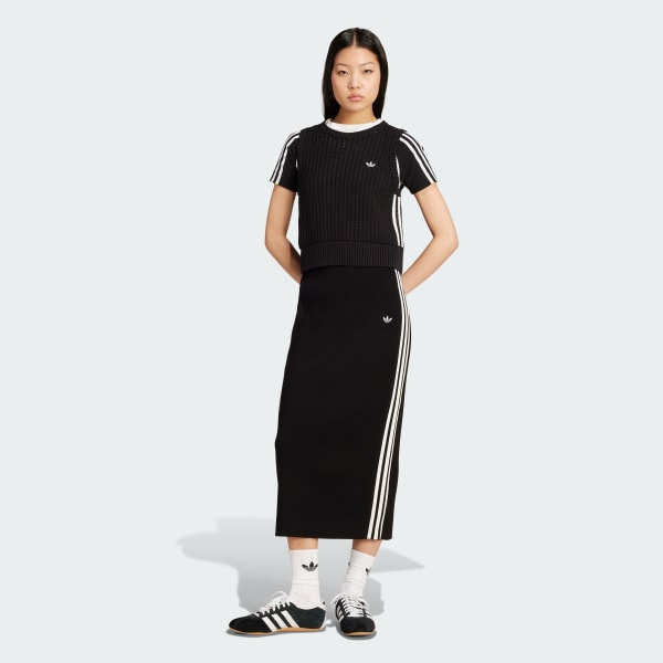 Svart Adicolor Knit 3-Stripes Kjol