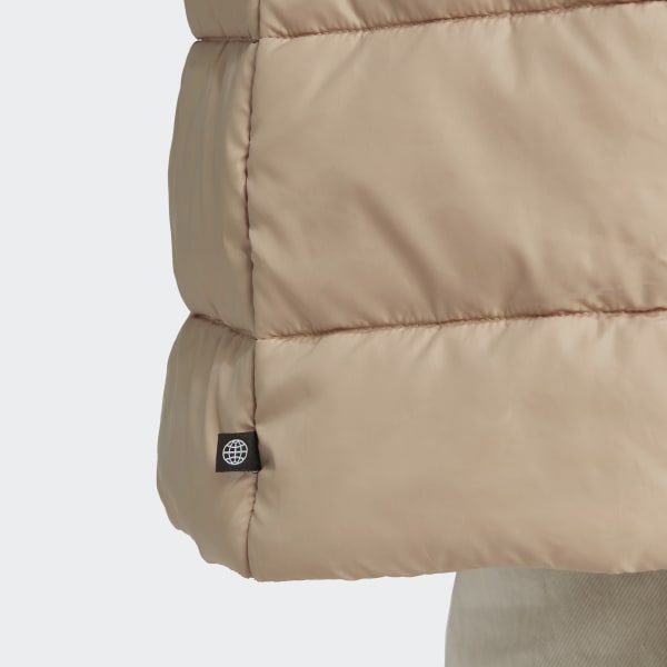 Bezowy Hooded Premium Long Slim Jacket LA664