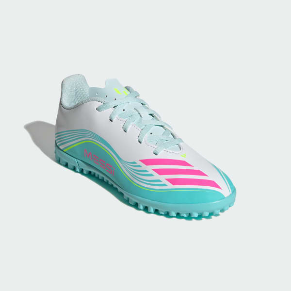 Blanco Zapatos de Fútbol F50 Messi Club Pasto Artificial para Niños