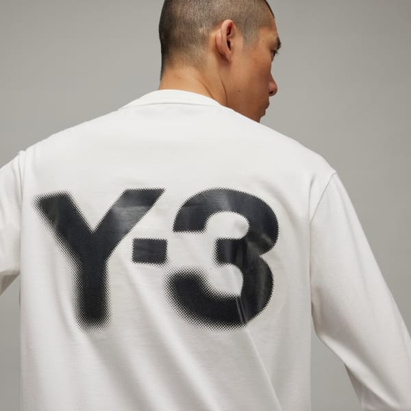 adidas Y-3 Logo Long Sleeve Tee - White | Free Shipping with
