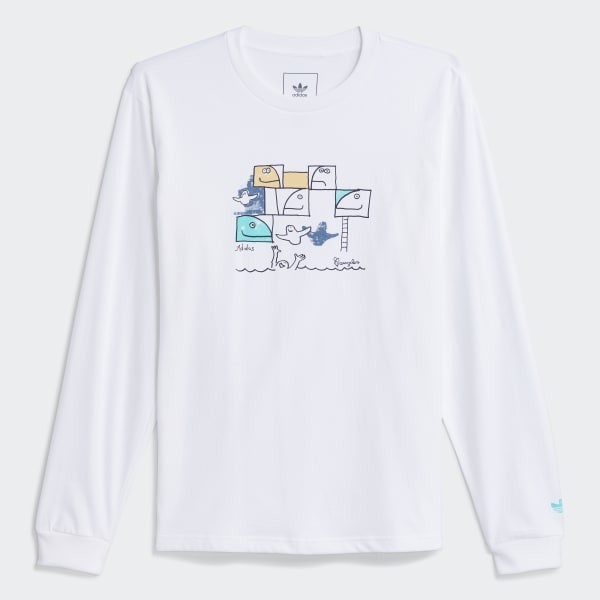 Branco Camiseta Manga Longa Shmoofoil Pool Gênero Neutro LE313