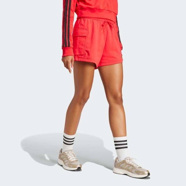 Red Essentials Small Logo French Terry Cargo Shorts