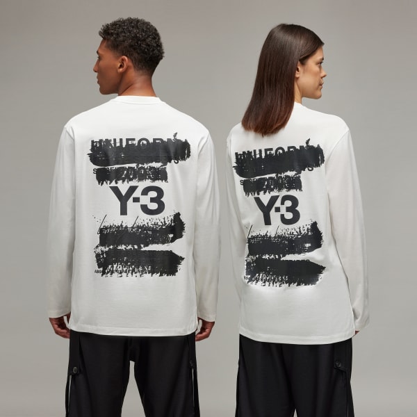 White Y-3 Graphic Long Sleeve Tee