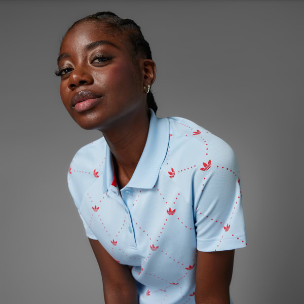 Blue Originals Printed Trefoil Polo Shirt