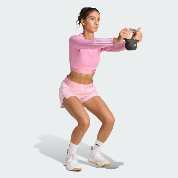 Rosa Playera Corta de Entrenamiento Hyperglam de Manga Larga