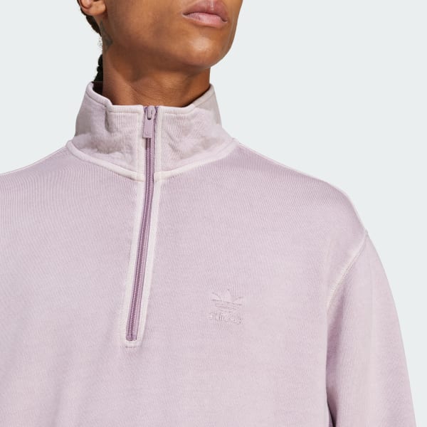 adidas Trefoil Essentials Dye Half Zip Crew Sweatshirt Purple Free Shipping with adiClub adidas US