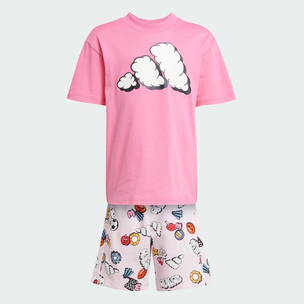 สีชมพู ชุดเสื้อยืดและกางเกง Seasonal Essentials Fun สำหรับเด็ก