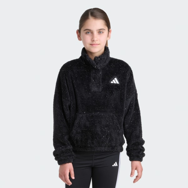 adidas Mock Neck Sherpa Sweatshirt - Black | Free Shipping with