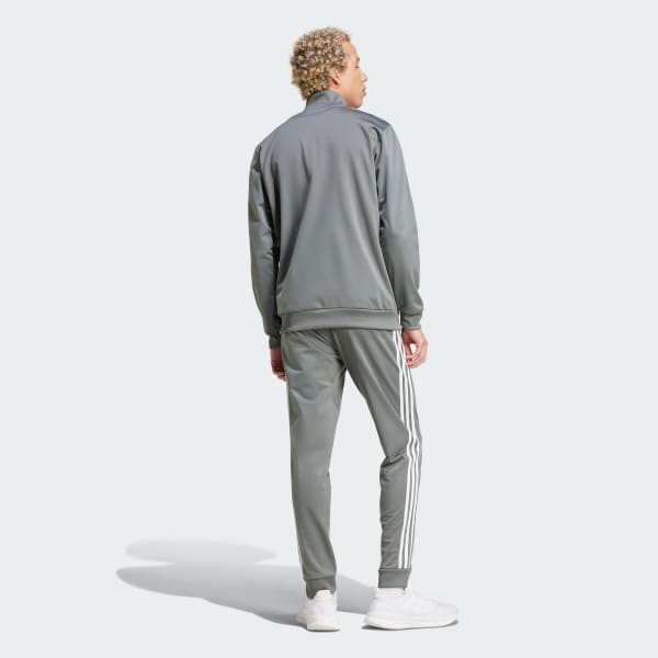 adidas Basic 3 Stripes Tricot Track Suit Grey adidas UK
