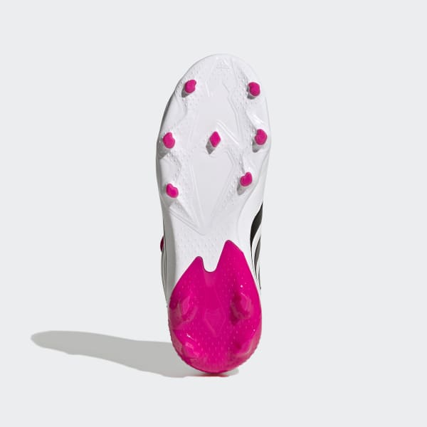 adidas Predator Precision+ FG Firm Ground Soccer Cleats - White & Black  with Team Shock Pink 2