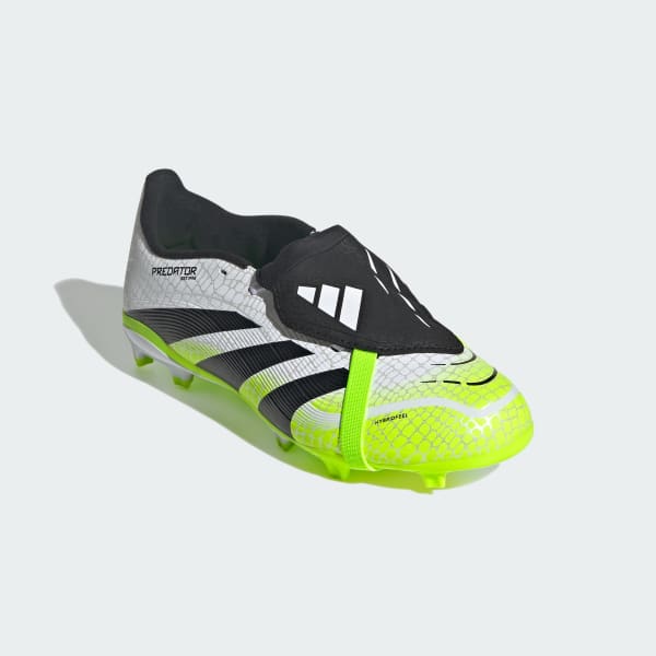 Blanco Zapatos de fútbol para niños Predator League con lengüeta plegable para terreno firme/ multiterreno