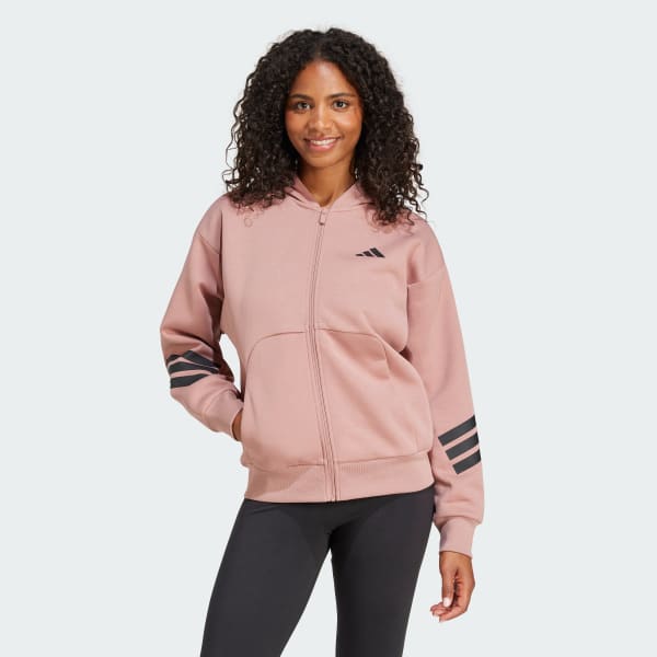 Pink Future Icons 3-Stripes Full-Zip Hoodie