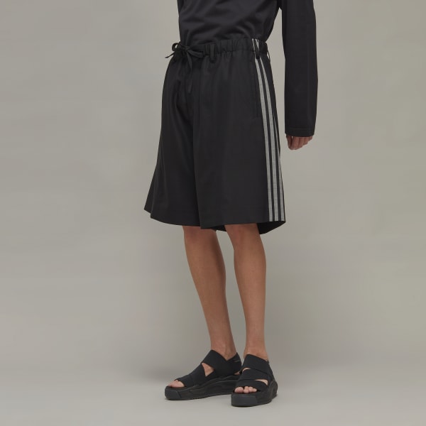 Svart Y-3 3-Stripes Refined Wool Tailored Shorts