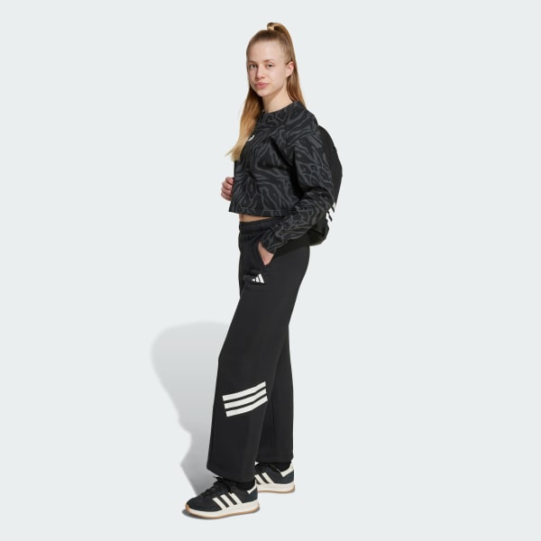 Black Future Icons Wide Leg Open Hem Pant Kids
